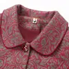 Roupas de primavera e outono para mulheres de meia-idade e idosas, jaqueta vintage com gola, roupas casuais femininas, roupas para idosos de 70 anos, blusa grossa plus size