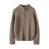 Novo Suéter de Cashmere Outono/Inverno 2025 para Mulheres 100% Cashmere Puro Cardigan com Zíper de Manga Longa Top Suéter Versátil