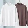 Camiseta Base Versátil Ins-Trendy de Manga Larga de Color Sólido de Doble Cara de Forro Polar para Hombre DeRong 2025 Otoño/Invierno Nuevo de Cuello Alto