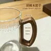 Taza de media luna con separación de té y agua para uso doméstico, mango de madera, vidrio de borosilicato alto, resistente al calor, vaso de vidrio recto engrosado