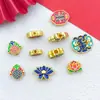 Accesorios Estilo Chino Aleación Esmalte Cloisonné Patrón de Nube Monedas de Agujero Recto, Cuentas, Fortuna y Prosperidad Cuentas de Loto Nube Trasera