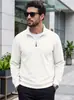 Suéter de punto con cremallera media y cuello alto para hombre transfronterizo, comercio exterior TK, sudadera casual de manga larga con textura de gofre vertical para primavera y otoño