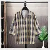 Camisa de manga tres cuartos para jóvenes, verano 2025, nueva camisa estampada de manga corta, holgada, transpirable, marca de moda, tops para hombre