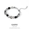 Pulsera Corta de Plata de Alta Gama Asimétrica con Cuentas para Mujer ins Nicho Elegante Cuentas de Cristal Mejor Amiga Pulsera de Pareja