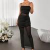 Vestido de malha de seda de leite para comércio exterior transfronteiriço Europa e Estados Unidos sexy perspectiva sem costas plissado vestido justo ao corpo