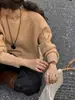 Suéter Grueso de Cuello Redondo Estilo Europeo Otoño 2026 para Mujer, Estilo Perezoso 100% Lana Suave Tejido Casual