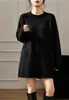 Suéter de lã pura macia com mangas raglan, novo, para outono e inverno, plus size, para mulheres, gola redonda, blusa solta de comprimento médio, casaco estilo casual