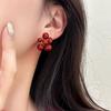 Pendientes de Uva Roja con Cuentas de Año Nuevo para Mujer Pendientes de Lujo Ligero de Alta Gama Pendientes Nicho de Perlas Ancora Joyería de Otoño e Invierno
