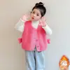 Colete Infantil Outono e Inverno 2025 Novo Colete Infantil Estilo Veludo Inverno Colete Externo de Lã Polar para Bebê