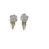 Brincos de Camélia Branca Elegantes Elegantes Brilho Diamante Brilhante Brincos com Franjas Alto Senso Nicho Flores Exquisitas Brincos com Pino de Prata