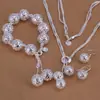 Juego de joyería de plata chapada 925 para mujer regalo de cumpleaños pendientes largos de borla pulsera de tres piezas en forma de corazón juego de joyería