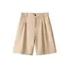 Fondo Blanco Pantalones Cortos de Traje Plisados Planos para Hombre Talla Grande Verano Finos de Alta Gama Pantalones de Cinco Puntos Dk26001P42