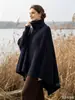 Ropa de mujer de venta caliente transfronteriza en Amazon para el otoño de 2026: Top de punto tipo capa, cuello alto, corte holgado, dos tonos