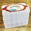 Caja de almacenamiento portátil de plástico transparente de tres capas extra grande para guardar joyas, juguetes, accesorios, cosméticos, modelos de coche.