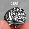 Anillo de acero de titanio de fábrica original cspb cruz anillo de hombre acero inoxidable moda europea y americana personalidad de hombre venta directa de fábrica
