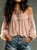 Otoño/Invierno 2026 Nuevo Moda Transfronteriza Amazon Wish Moda Femenina Europea y Americana Color Sólido Hombros Descubiertos Casual Fruncido Blusa Camisa