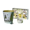 Taza de Vela Navideña Romántica Aromaterapia Fragancia Sin Humo Translúcida Taza de Meditación Pintura a Fuego Decorativa Personalizada Adornos de Taza de Vela de Vidrio