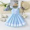 Venta especial de liquidación: Vestido de tirantes de algodón con mangas acampanadas, Blancanieves, Aurora, Cenicienta, Rapunzel Vestido de algodón