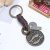 Llavero de Cuero Tejido Artístico Retro de los 12 Zodiacos, Llavero Unisex de Cuero Genuino para Coche