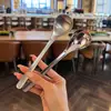 Cuchara Estilo Japonés Acero Inoxidable 304 Cuchara de Mesa Cuchara para Curry Cuchara Doméstica Cuchara Sopera de Mango Largo Cuchara para Helado Postre