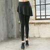Calça Culotte Fitness Feminina Personalidade Peça Falsa Dupla Roupas de Yoga Calças Justas nas Pernas Stretch Corrida Esportes Calças de Secagem Rápida Dança