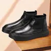 Outono/Inverno 2026 Novos Sapatos Casuais Masculinos de Couro com Sola Grossa de Cano Alto Slip-On Sapatos Masculinos Superfície de Couro Fosco Sapatos de Dirigir