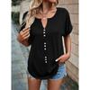 Estación Independiente WISH Venta Caliente en Amazon Ropa de Mujer Transfronteriza Europea y Americana Explosiones Top Camiseta de Manga Corta con Botones y Cuello en V