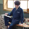 Pijama de Algodón de Aire para Hombre Otoño e Invierno Engrosado Cálido Sandwich de Tres Capas Algodón Puro Talla Grande para Papá de Mediana Edad Traje de Casa