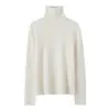 Novo suéter de cashmere 100% estilo básico bainha enrolada sem costura gola alta versátil outono e inverno