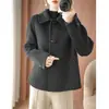 Abrigo de lana de doble cara para mujer, estilo corto para figuras petite, nuevo modelo otoño e invierno 2026, versátil top de color liso, elegante abrigo de lana