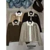 O único suéter VI+ de outono em estilo coreano, com blocos de cor retrô, versátil, modelador, de manga longa, com design falso de duas peças e gola, 99599