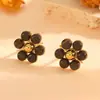 Versátil Colorido Flor Acero Inoxidable Joyería Lujo Ligero Gama Alta Ojo de Gato Conjunto de Collar Pulsera Aretes Anillo
