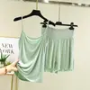 Conjunto casual de verão para casa, fino, cor sólida, tamanho plus size para mulheres, estilo coreano, solto, modelador, moda