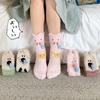 Calcetines Coreanos para Mujer en Invierno Engrosados Cálidos de Terciopelo de Coral Calcetines de Media Pantorrilla Caricatura Lindo Caracol Suaves Calcetines para Dormir para Mujer