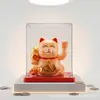 Energia solar acenando automaticamente mini enfeites de gato da sorte artesanato presente loja acessórios para carro com capa de poeira