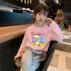 Novedad Primavera y Otoño 2026 Tops Casuales de Moda para Niños Medianos y Grandes, Camiseta de Manga Larga con Cuello Redondo de Dibujos Animados de Algodón Puro para Niñas