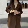 Nuevo Estilo Cuello de Solapa Ropa Exterior de Lana de Longitud Media Holgada y Elegante para Mujer 2025 Invierno Estilo Coreano Moda Cálida Tendencia