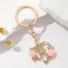 Llavero Exquisito y Lindo de Corazón Girly, Corazón de Flor, Letra Inglesa, Colgante para Llave de Equipaje de Aleación para Mujeres