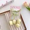 Pinza para el cabello de Tulipán Coreano con Cinta Lazo Dulce para Niña Pinza de Pato Pinza para Bordes del Cabello Roto Pinza para Flequillo Tocado de Flor