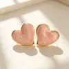 Novos brincos de coração irregulares com esmalte e técnica de gota de óleo para o verão, brincos fofos de aço inoxidável em cores de doce em estoque
