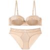 Roupa Íntima Meia Taça Transfronteiriça Francesa Fina Confortável Levanta Seios Sexy Renda Sutiã Feminino Sem Costura Brilho Conjunto