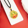 Collar de disco de oro antiguo de Vietnam patrón hueco gota de color de aceite colgante con patrón auspicioso joyería de estilo nacional