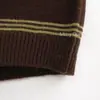 Suéter infantil Tiny Queen con tema de bosque, suéter de punto a rayas marrones para niños y niñas, prenda de punto para bebé, estilo coreano
