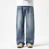 Jeans rectos retro estilo americano para hombre, nueva colección otoño 2026, pantalones largos casuales anchos de corte holgado de moda lavados