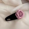 Nueva pinza para el cabello de camelia rosa de terciopelo negro, anillo para el cabello, tocado, pinza de tiburón, cuerda para el cabello, pinza para el cabello, accesorios para el cabello