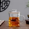 Copo de Água de Camada Única de Alto Borossilicato, Copo Estilo Bambu, Copo para Infusão de Chá com Infusor Interno, Copo de Vidro para Chá de Flores, Conjunto de Copos de Três Peças, Vidro Resistente ao Calor