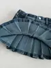 Saia Plissada Jeans Estilosa para Meninas 2026 Estilo Coreano Outono Inverno Saia Curta para Meninas Saia de Comprimento Médio Roupa Infantil Saia Tendência