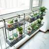 Varanda de camada dupla Corrimão Flor Rack Armazenamento Rack Flor Pot Rack Decoração Interna Pendurado Ferro Flor Rack Multi-camada Carne