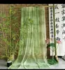 Nova Decoração de Casamento ao Ar Livre Chinesa Cortinas de Gaze de Chiffon Verde Gaze com Caligrafia Estilo Antigo Decoração de Cena Adereços de Fotografia