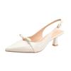 Mules de Punta para Mujer Europeas y Americanas Verano Nuevo Estilo Lazo Francés Tacones de Aguja Sexy con Faldas y Sandalias con Puntera